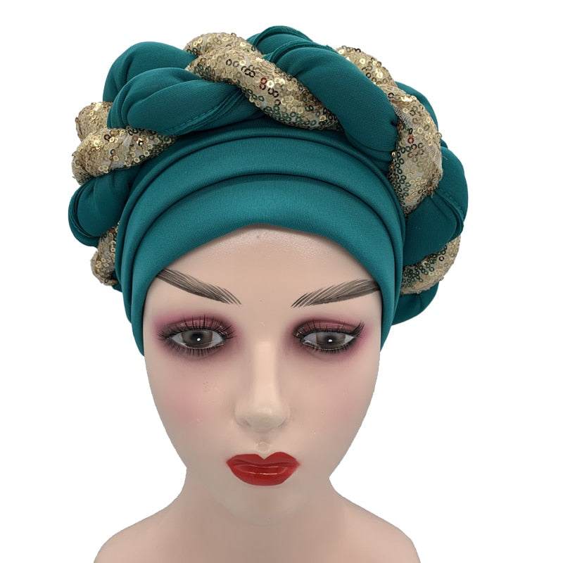Latest Diamonds Turban Cap for Women Ready Female Head Wraps African Auto Geles Aso Oke Headtie Muslim Headscarf Turbans Hat