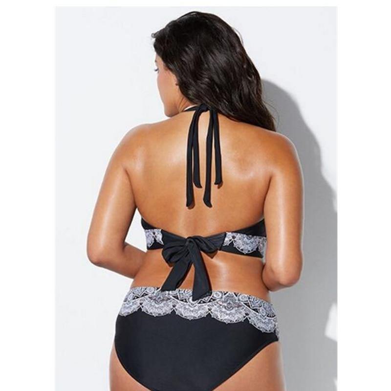 2020 Swimwear High Waisted Two Piece Plus Size Large Size Plus Fat Printed Swimsuit Women Back Chalaza Bikini Beach Bathing Suit - Surprise store