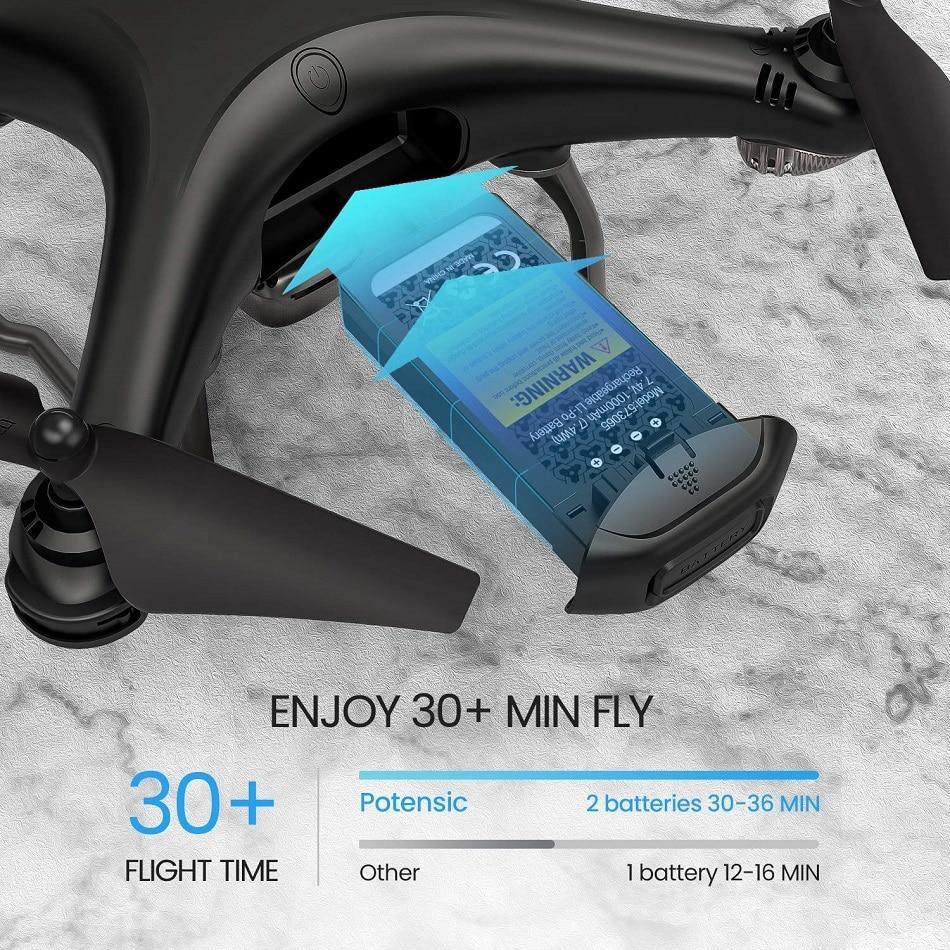 Potensic GPS Drone with 1080P HD Camera FPV Live Video for Adults and Kids RC Quadcopter Carrying Case 2 Batteries Easy to Use - Surprise store