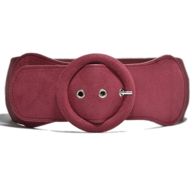 Women's Fashion Suede Elasticated Belt Down Jacket Wide Belt Good Matching lady's Dress Pin Buckle Girdle Buckle Soft waistband