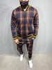 Muscle brothers 2021 new 3D printing retro men's casual sports stripe Plaid suit