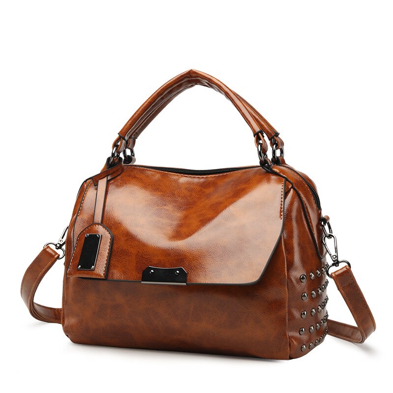 Luxury Ladies purses and handbags Vintage Rivet Handbags PU Leather Women Bag Sequined Shoulder Bag Women Leather Handbags