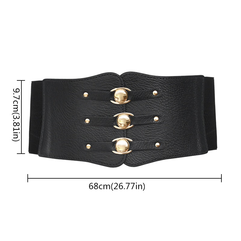 Super Wide Waist Belt for Women PU Leather Slimming Body Ladies Dress Belt Elastic White Black Corset Belt Female Waistband