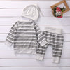 0-18Months 3pcs Striped Outfits set for New born infant baby Boy clothes Long Sleeve T-Shirt Tops+Pants+Hat casual clothing