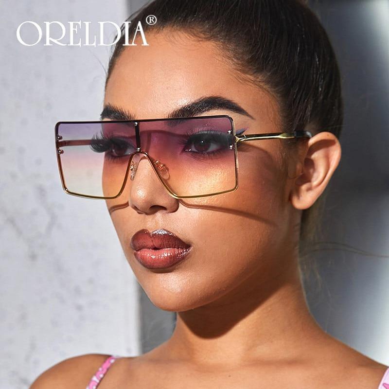 2020 Square Oversized Sunglasses Women Luxury Brand Sun Glasses Female Eyewear Plastic Frame Clear Lens UV400 Men Glasses Gafas - Surprise store