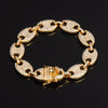 1kit 13MM Bling Coffee Bean Iced Out CZ Pig Nose Rhinestone choker Link Chain Necklaces & Bracelet for Men HIP HOP Jewelry