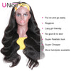 Unice Hair Body Wave Headband Wigs 150% Density Brazilian Glueless Human Hair Wigs Natural Color Headband Scarf Wigs