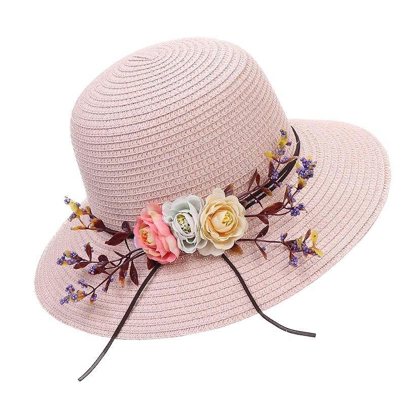 2021 New Summer Female Sun Hat Flower Ribbon Panama Beach Hats For Women Chapeu Feminino Sombrero Floppy Straw Hat - Surprise store