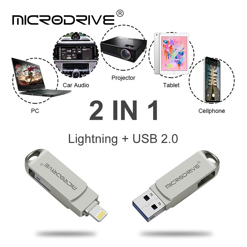USB Flash Drive for iphone 7/7Plus/8/X/11 Usb/Otg/Lightning 128GB 64GB Pen Drive For iOS External Storage Devices
