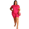 Big Beautiful Women Summer Set T Shirt+Shorts Set Female 2 Piece Outfits Plus Size Suit Oversize Women Two Piece Sets Tracksuit
