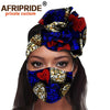 African 2 Piece for Women Headband Headwear Floral Turban Head Scarf Ladies Head Wrap Hair Accessories Match Print Mask A20H015