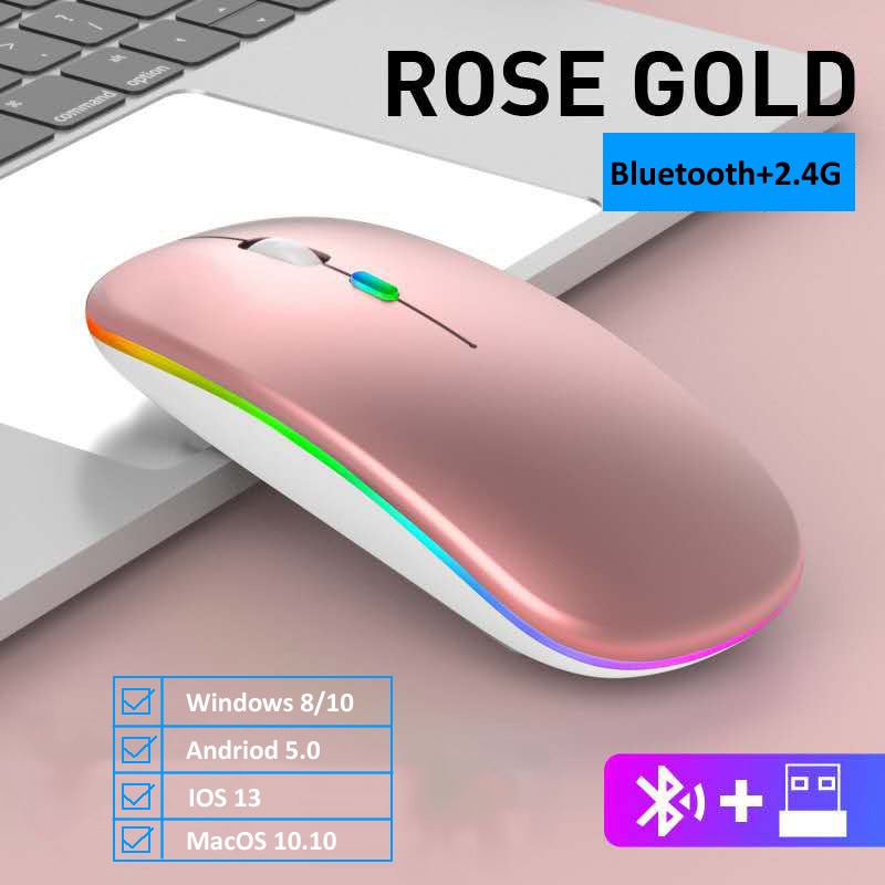 Wireless Mouse RGB Bluetooth Computer Mouse Silent Rechargeable Ergonomic Mause With LED Backlit USB Optical Mice For PC Laptop