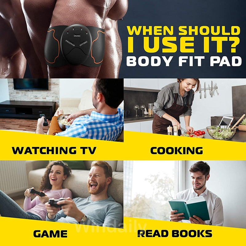 ABS Stimulator Electric Muscle Stimulator EMS Wireless Buttocks Hip Trainer Toner Abdominal Fitness Home Gym Body Slimming