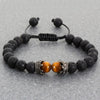 Black Lava Stone Crown Charm Tiger Eye Beads Bracelet For Men Women Braided Bracelets Handmade Adjustable Jewelry Pulseira