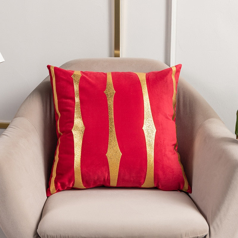 2021 Fashion Striped Pillowcase Festival Home Bronzing Sofa Cushion Cover 45x45cm Car Soft Fabric Lumbar Pillow Cases Decorative