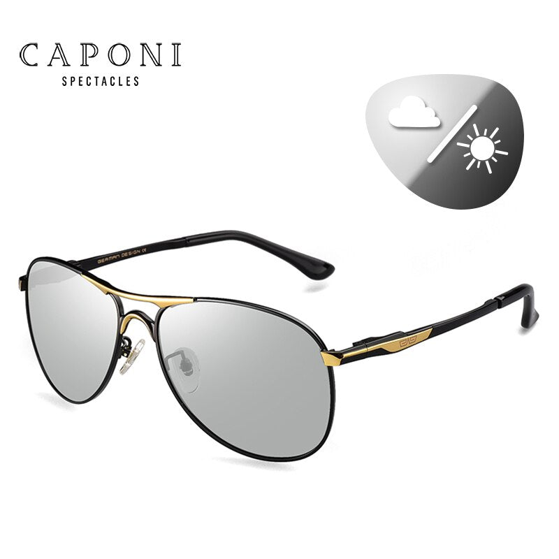CAPONI Driving Photochromic High Quality Sunglasses Polarized Classic Brand Sun Glasses for Men oculos de sol masculino CP8722