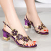 WUYAZQI Sandals women's new high heel crystal inlaid diamond wedding shoes open toe fashion Bohemian women's Roman shoes B8