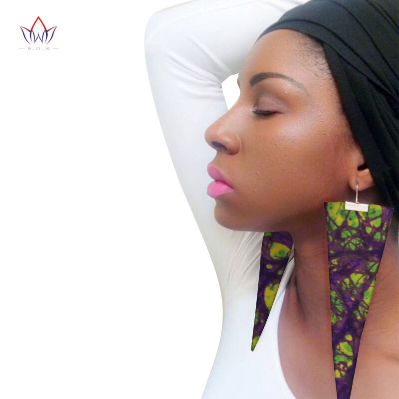 Trendy African Fabric Earrings Handmade Earrings For Women Party Gift African Print Ankara Big Oversized Drop Earrings WYB279