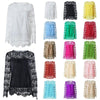 Spring and summer chiffon shirt women's casual long-sleeved hollow flower lace shirt shirt women - Surprise store