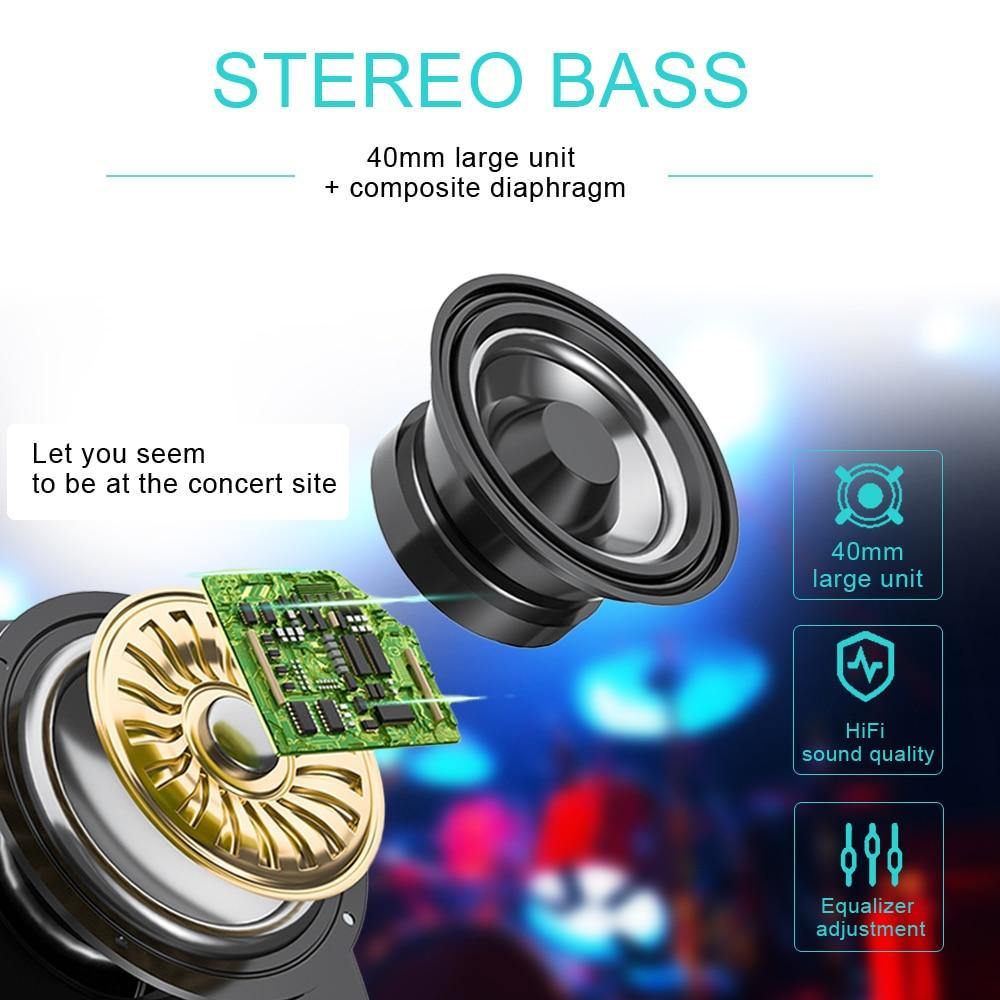 B39 Bluetooth Headphones Portable Folding Headset mp3 player With Microphone LED Colorful Lights wireless Headphone - Surprise store