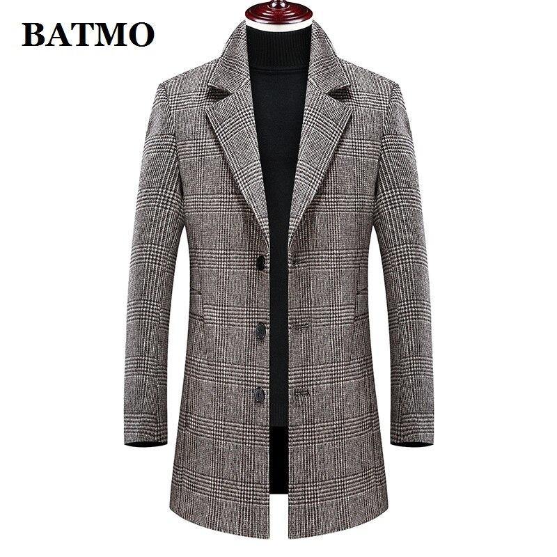 Batmo 2020 new arrival winter wool thicked plaid casual trench coat men,men's winter warm coat,winter jackets men 898 - Surprise store