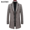 Batmo 2020 new arrival winter wool thicked plaid casual trench coat men,men's winter warm coat,winter jackets men 898 - Surprise store