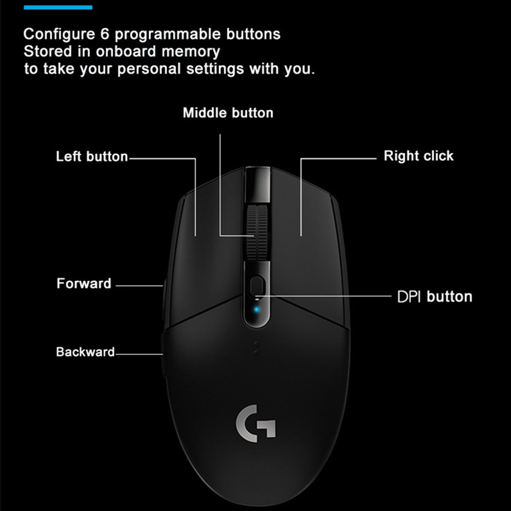 Logitech G304 G305 Wireless Mouse 6 Programmable Buttons USB Wireless Mouse HERO Sensor 12000DPI Adjustable Gaming Optical Mice