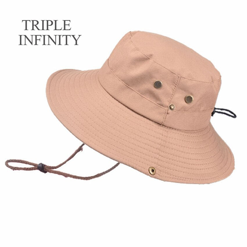 Outdoor Summer Men's Sun Hat Wide Brim Breathable Mountaineering Hiking Bucket Hat Anti-UV Sun Protection Sunshade Fishing Hat