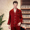 Spring Summer Men Ice Silk Pajama Sets Plus Size Turn-Down Collar Pijamas Dragon Print 2 Pieces Suit Fasinon Male Homewear