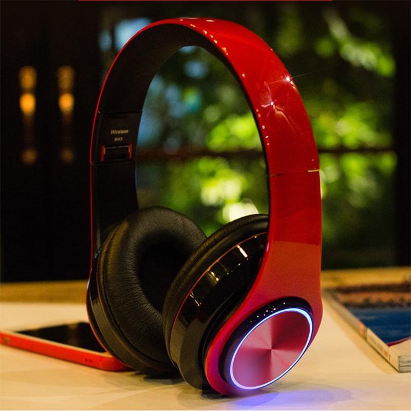 B39 Bluetooth Headphones Portable Folding Headset mp3 player With Microphone LED Colorful Lights wireless Headphone - Surprise store