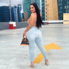 Spring and autumn sexy high-waist women jeans fashion flower embroidery skinny slimming denim pants lady sexy denim pencil pants