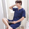 Spring Summer Autumn Men Satin Silk Pajamas Sets of T-shirt & Shorts Male Pijama Sleepwear Leisure Home Clothing Loungewear