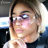 2021 New Irregular Rimless Sunglasses Women Brand Designer Alloy Frame Oversize Gradient Sun Glasses Fashion Female Clear Shades