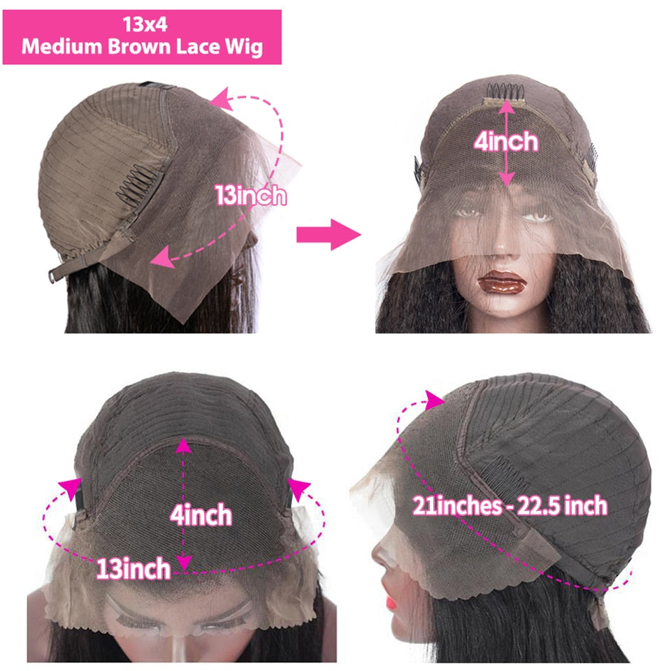 HALOQUEEN Body Wave Lace Front Human Hair Wigs Brazilian Remy Hair Mid-length Wigs Pre-Plucked Lace Closure 13X4 Frontal Wigs