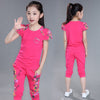 Children Clothing Sets Summer Girls Sports Suit Cotton Print Short Sleeve T Shirt & Pants 2Pcs Girls Clothes 6 8 9 10 12 Years