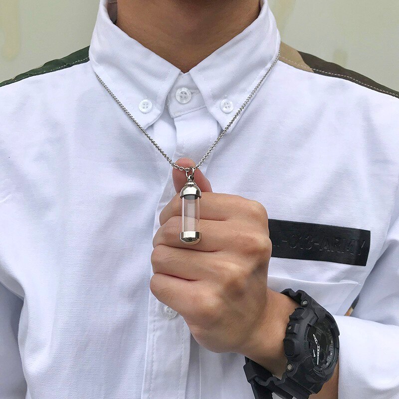 Vnox Can Open Hollow Tube Necklaces for Women Men Urn Ashes Cremation Memorial Pendants Stainless Steel Unisex Gifts Jewelry