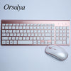 2.4G Wireless Keyboard and Mouse Combo Orsolya Whisper-quiet,UK English/German DE/Italian IT layout keyboard,Rose Gold+Silver - Surprise store
