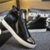 Sneakers Men High Top Microfiber Platform Shoes Brand Fashion Printmens Shoes Black PU Hot Footwear Male Vulcanize Shoes D5-17 - Surprise store