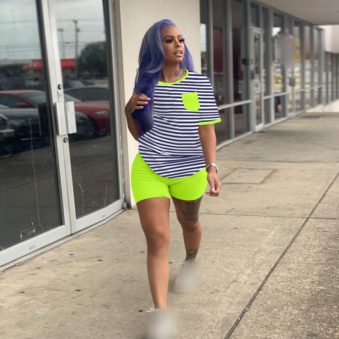 Women Summer Casual Set Fashion Streetwear Suit T Shirt+Shorts Female 2 Piece Outfits Tracksuit Women Two Piece Set Sweatsuit