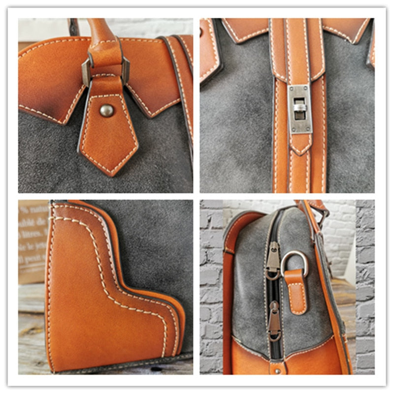 IMYOK New Designer Casual Women Tote Vintage Hand Bags Soft Leather Laides Shoulder Bag High Quality Sac a Main Femme