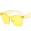 Candy Color Cat Eye Sunglasses Women Clear Lens Big Frame Shades Acetate Eyewear Ladies One Piece Rivet Sexy Sun Glasses Female
