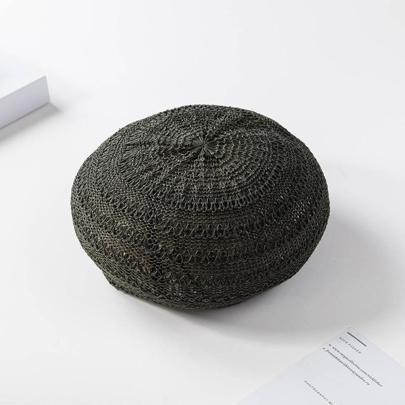 2021 Summer Beret Hats For Women Flat Cap Knit Hollow lace beret Hats Lady Girl Berets Hat Bone Female Tocas Painter Hat sun cap - Surprise store