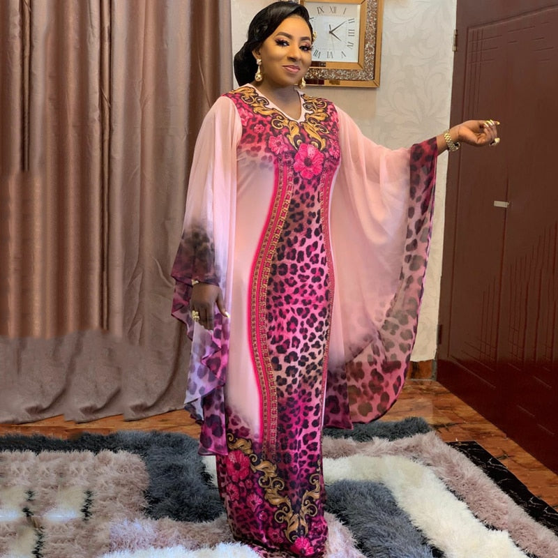 MD Boubou Africain Femme 2021 African Print Dashiki Clothes Plus Size Women Dress Batwing Sleeve Ankara Dresses Lady Party Dress