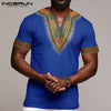 INCERUN Fashion Men Dashiki T Shirt V Neck Print Tops African Ethnic Short Sleeve Brand T-shirts Men African Clothes 2020 S-5XL