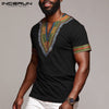 INCERUN Fashion Men Dashiki T Shirt V Neck Print Tops African Ethnic Short Sleeve Brand T-shirts Men African Clothes 2020 S-5XL