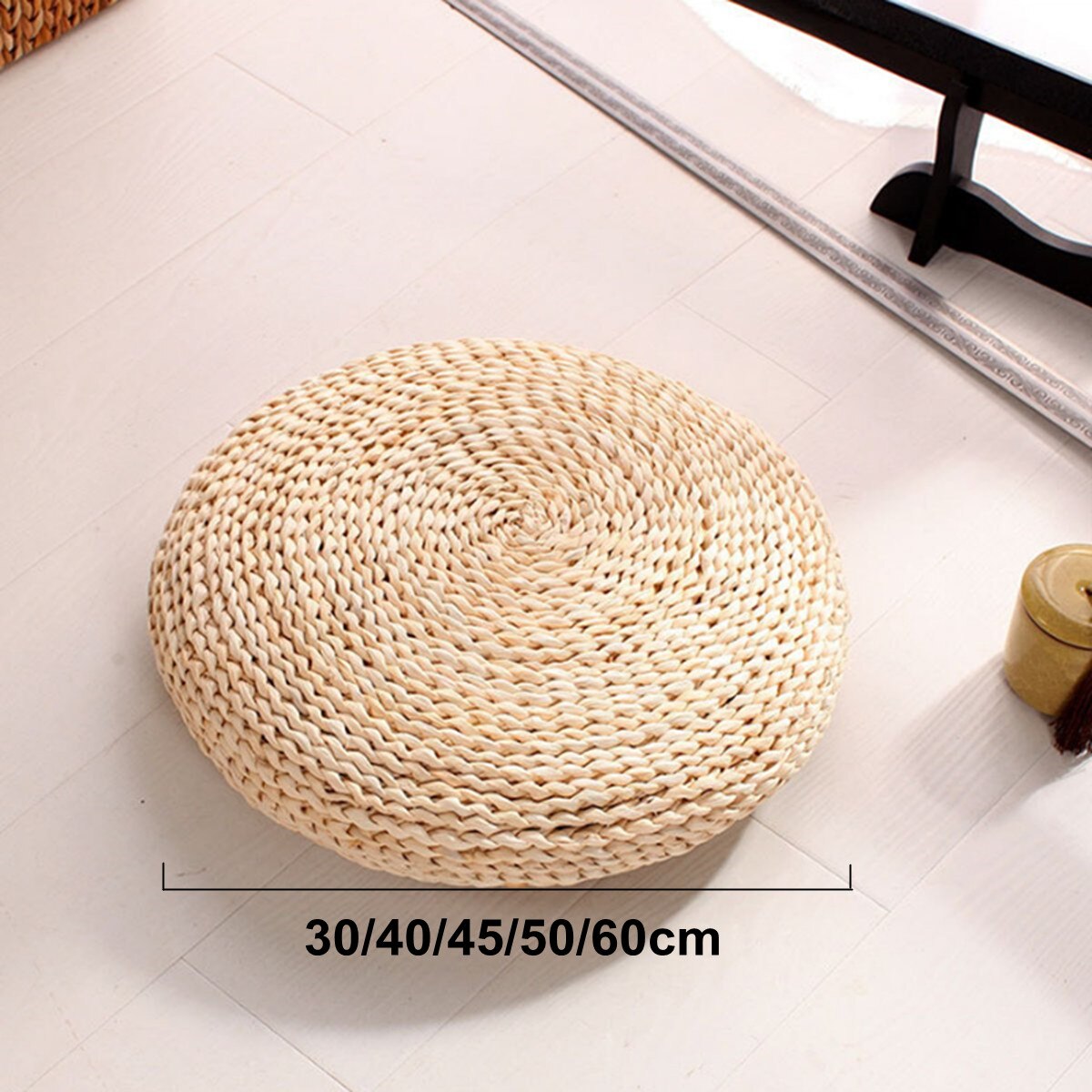 30/40/45/50/60cm Round Natural Weave Straw Handmade Pillow Floor Yoga Seat Mat Thickening Chair Tatami Meditation Window Cushion