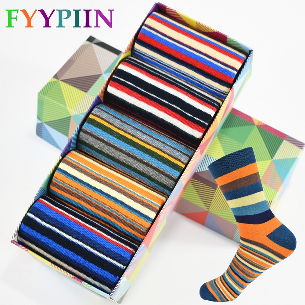 Casual Mens Socks Chromatic Stripe Five Pairs Of Socks Man With The Final Design Clothing Fashion Designer Style Cotton No Box