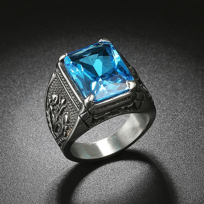 OBSEDE New Fashion 316L Stainless Steel Retro Geometric Men's Ring Austrian Crystal Male Jewelry High Quality Gift for Boyfriend