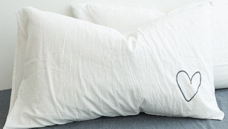 100% Cotton Embroidered Pillow Case Pink/White Love Heart Bedroom Decorative Pillowcase 1 PC Pillow Cover 48x74cm