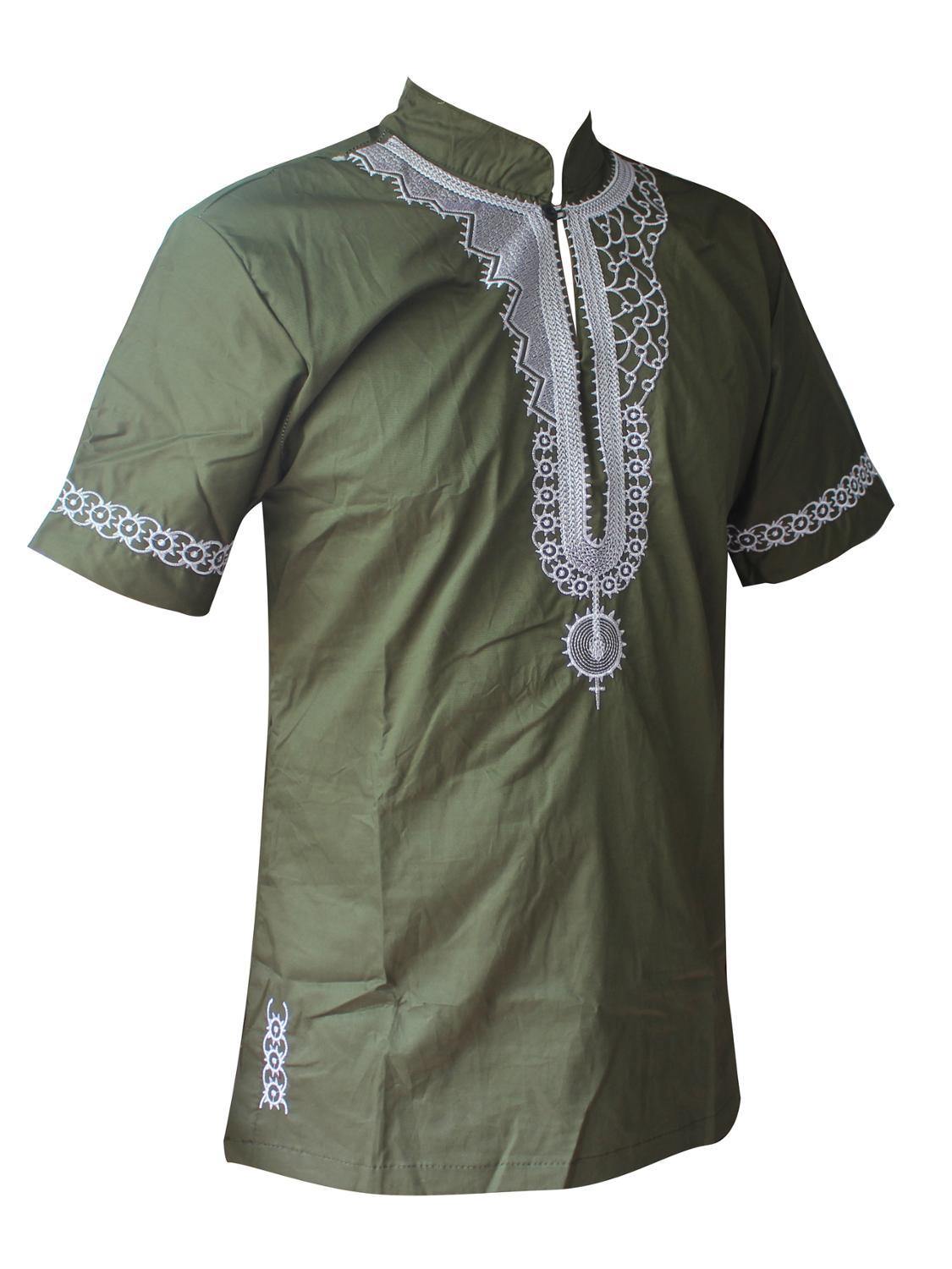 Dashikiage African Man Casual Top Kwanzaa Embroidery Dashiki Summer Men's t-shirt - Surprise store